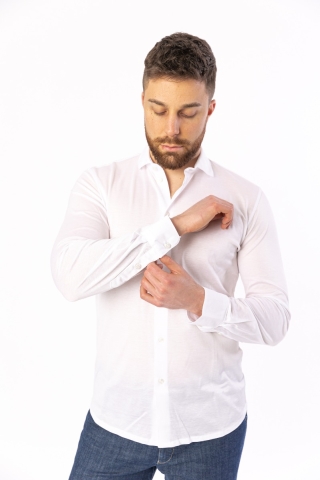 Camicia filo di scozia Turchetti Mode 9795CL bianca.
