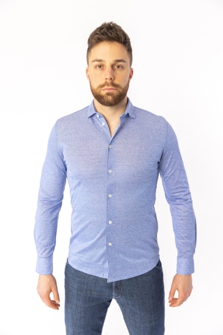 Camicia filo di scozia Turchetti Mode 9795CL azzurra