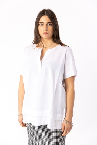 T-shirt jersey e popeline bianca Elena Mirò G036