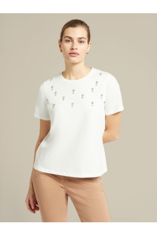 T-Shirt in jersey con cristallini Elena Mirò G050 11