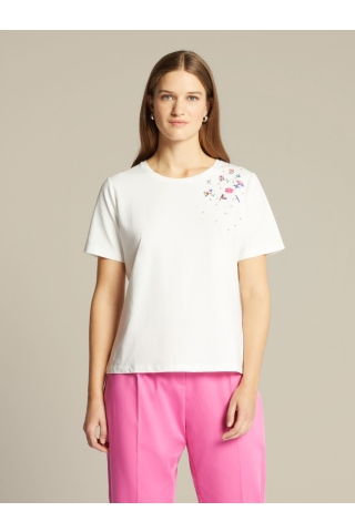 T-Shirt in cotone con ricami Elena Mirò G089 S3