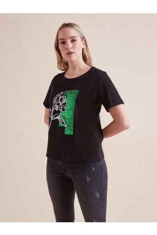 T-Shirt pailettes Elena Mirò G361 nera