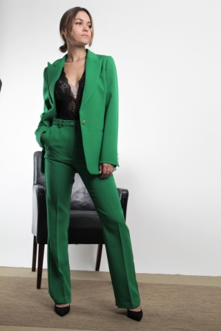 Pantalone lungo con spacco Vicolo TZ0097 verde inglese
