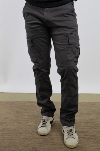 Pantalone in tela di cotone cargo Trez M45724 grigio