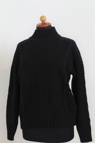 Maglia intrecciata in misto lana Corte dei Gonzaga C8041 nero