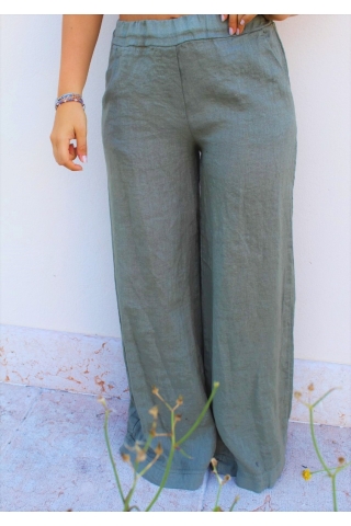 Pantalone in lino Susy Mix C01527 verde