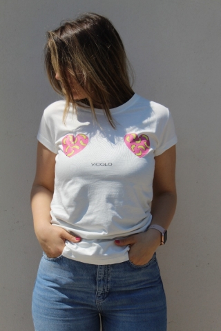T-shirt girocollo Vicolo RE0621 bianca