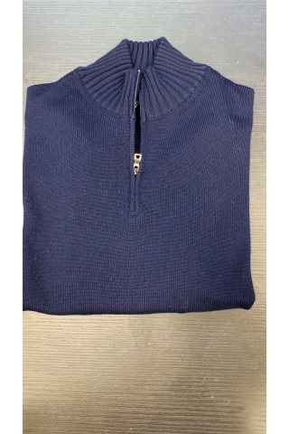 Mezza zip tinta in capo in pura lana Ferrante 50G37303 008 blu